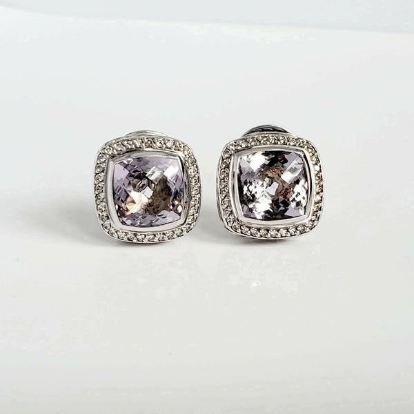 David Yurman Lavender Amethyst & Diamond Earrings Sterling Silver | AYW Luxury