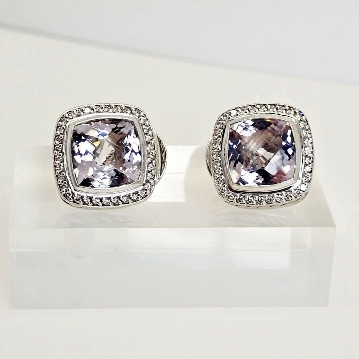 David Yurman Lavender Amethyst & Diamond Earrings Sterling Silver | AYW Luxury