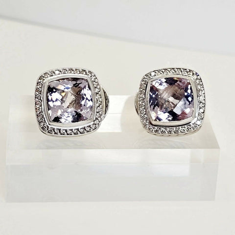 David Yurman Lavender Amethyst & Diamond Earrings Sterling Silver | AYW Luxury