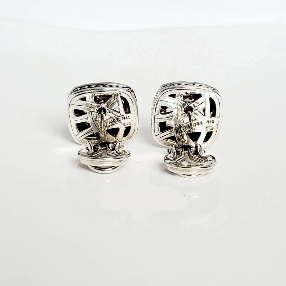 back view David Yurman Lavender Amethyst & Diamond Earrings Sterling Silver | AYW Luxury