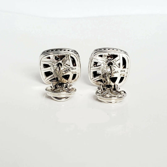 back view David Yurman Lavender Amethyst & Diamond Earrings Sterling Silver | AYW Luxury