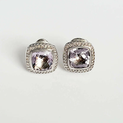 David Yurman Lavender Amethyst & Diamond Earrings Sterling Silver | AYW Luxury