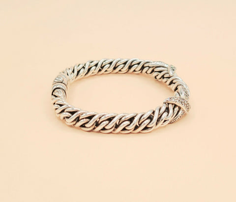  David Yurman Lyrica Station Double Diamond X Link Chain Bracelet