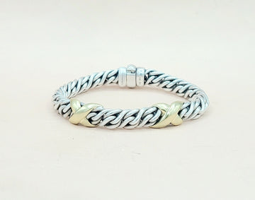 David Yurman Lyrica Double X Link Bracelet Silver & 18k