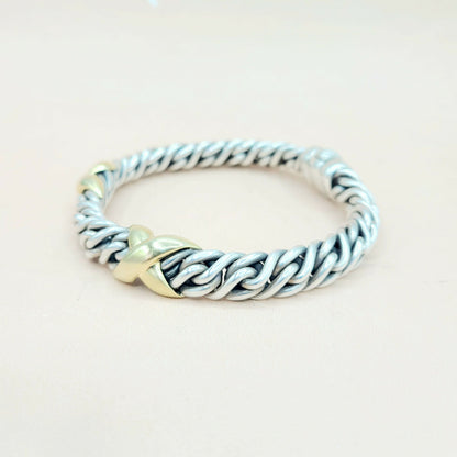 David Yurman Lyrica Double X Link Bracelet Silver & 18k