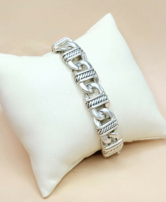 back view of David Yurman Madison Link ID Bracelet In Sterling Silver With Pavé Black Diamonds