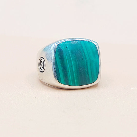David Yurman Malachite Exotic Stone Ring in Sterling Silver  AYW Luxury #