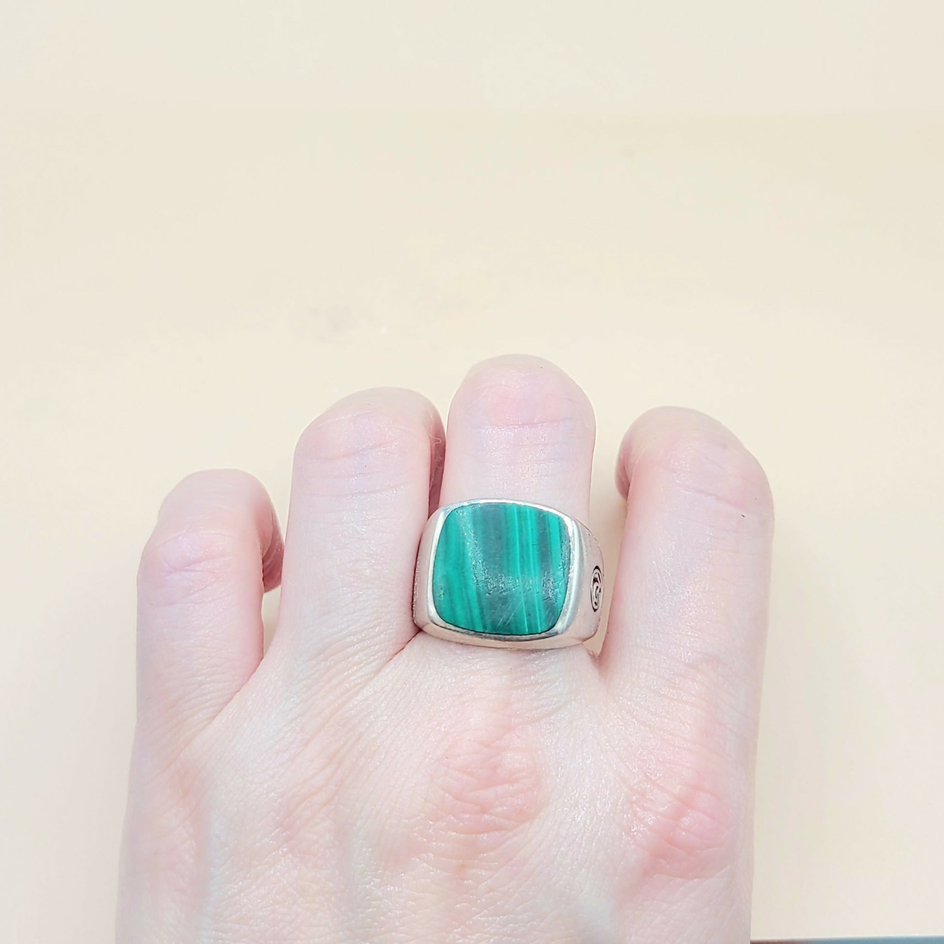 David Yurman Malachite Exotic Stone Ring in Sterling Silver  AYW Luxury #