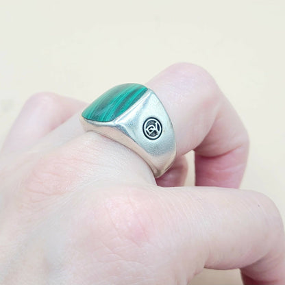 David Yurman Malachite Exotic Stone Ring in Sterling Silver  AYW Luxury #