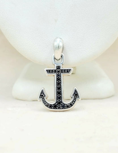 David Yurman Maritime Anchor Black Diamond Amulet Sterling Silver | AYW Luxury
