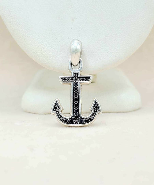 David Yurman Maritime Anchor Black Diamond Amulet Sterling Silver | AYW Luxury