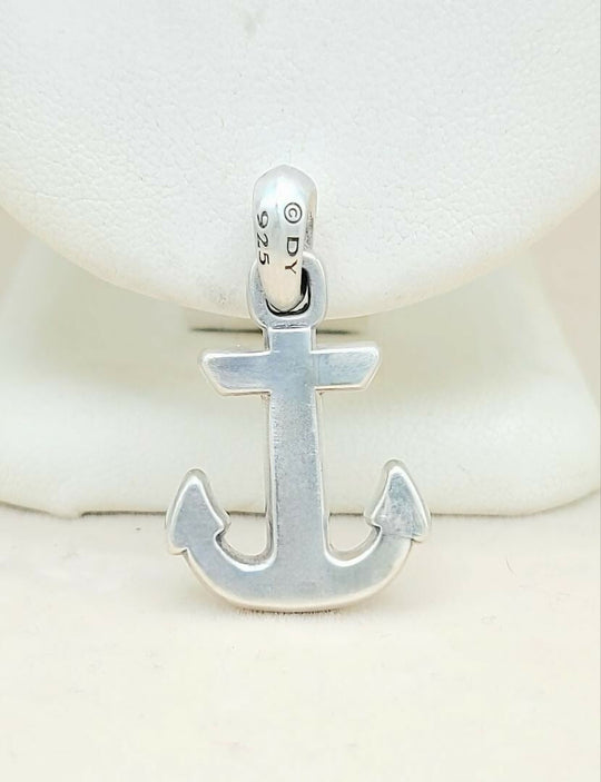 back David Yurman Maritime Anchor Black Diamond Amulet Sterling Silver | AYW Luxury