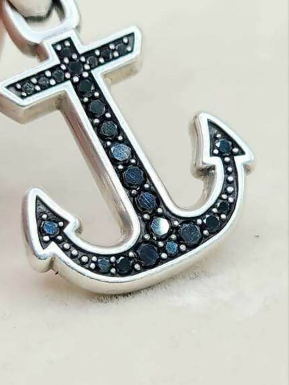 David Yurman Maritime Anchor Black Diamond Amulet Sterling Silver | AYW Luxury