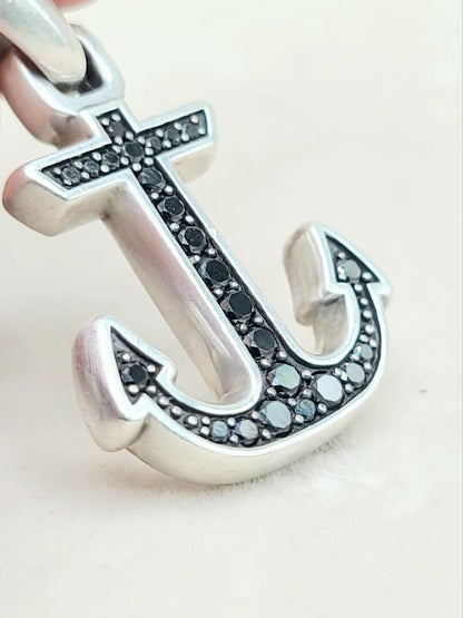 David Yurman Maritime Anchor Black Diamond Amulet Sterling Silver | AYW Luxury