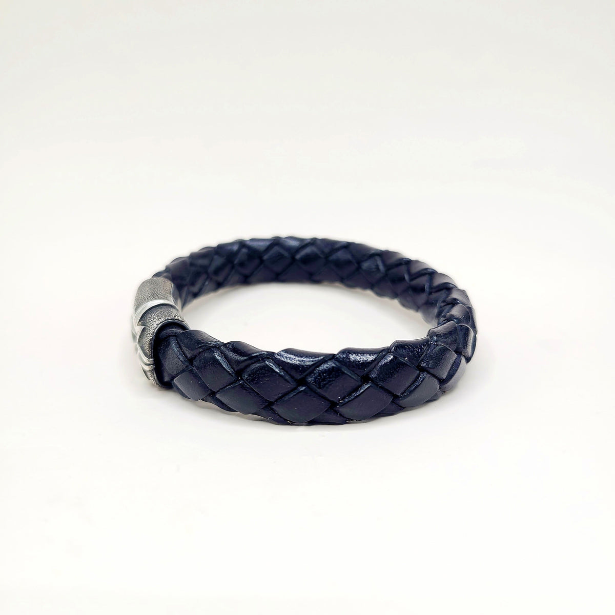 David Yurman Maritime North Star ID Bracelet Sterling Silver Black Leather 12.5mm Medium