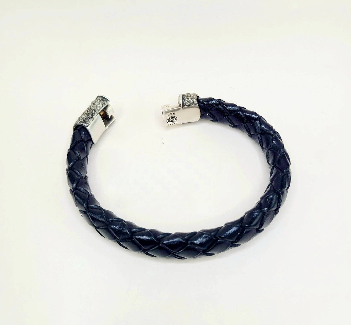 David Yurman Maritime North Star ID Bracelet Sterling Silver Black Leather 12.5mm Medium