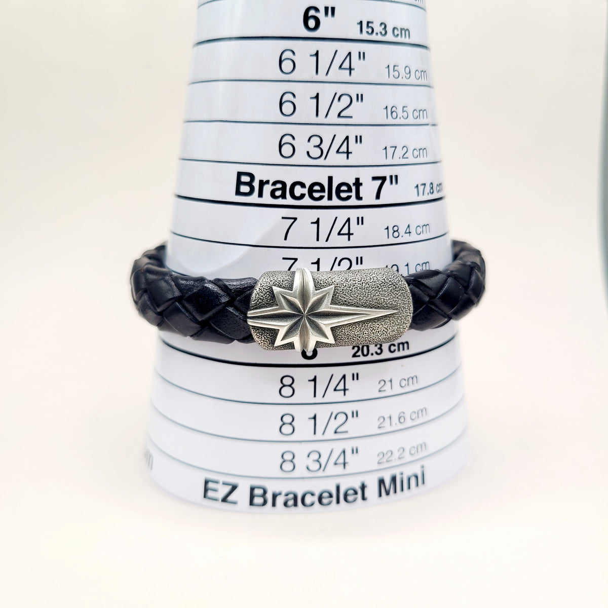 David Yurman Maritime North Star ID Bracelet Sterling Silver Black Leather 12.5mm Medium
