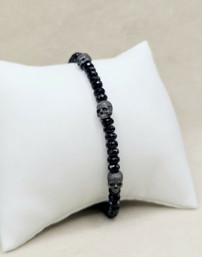 David Yurman Memento Mori Skull Black Spinel Bracelet