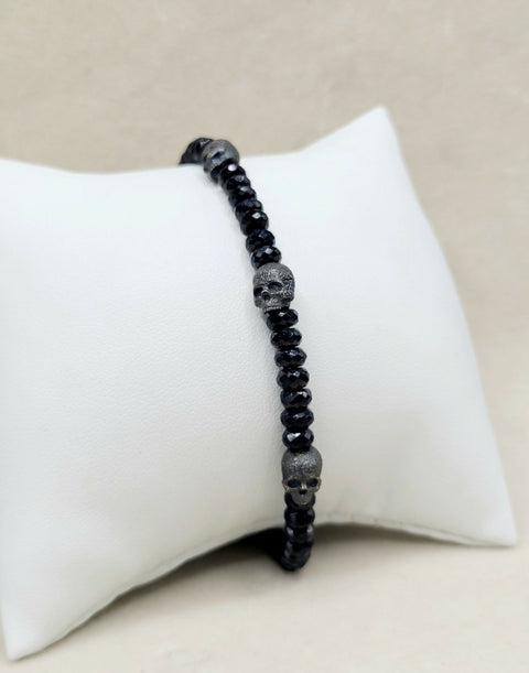 David Yurman Memento Mori Skull Black Spinel Bracelet