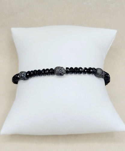 David Yurman Memento Mori Skull Black Spinel Bracelet