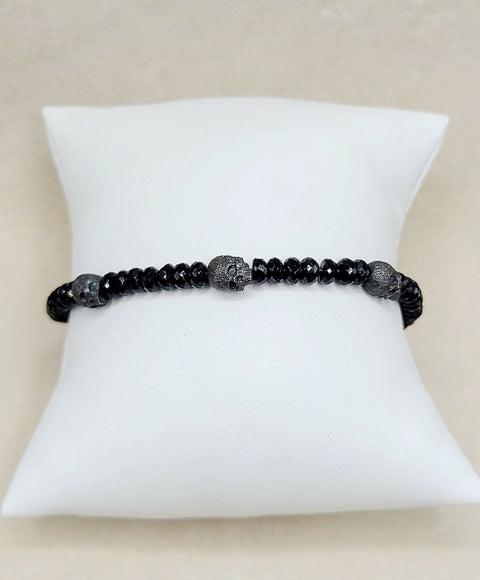 David Yurman Memento Mori Skull Black Spinel Bracelet