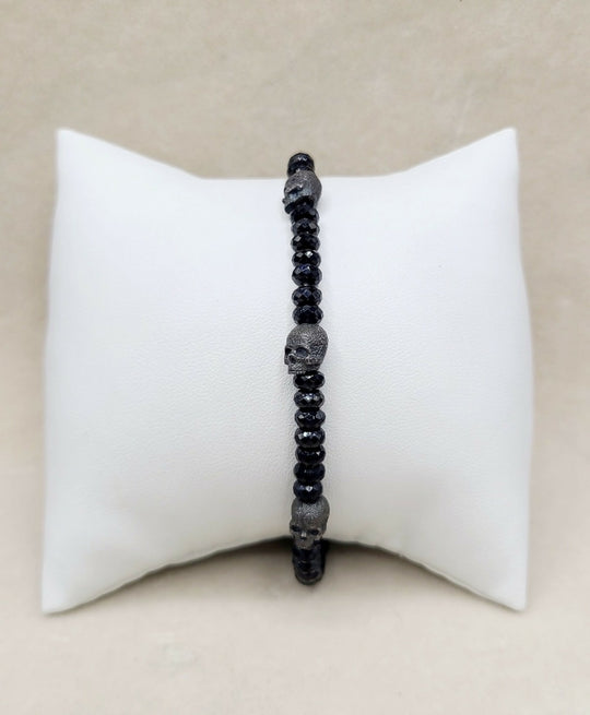 David Yurman Memento Mori Skull Black Spinel Bracelet