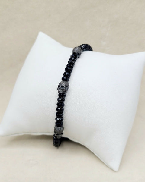 David Yurman Memento Mori Skull Black Spinel Bracelet