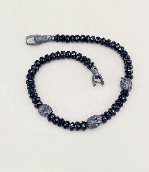 David Yurman Memento Mori Skull Black Spinel Bracelet