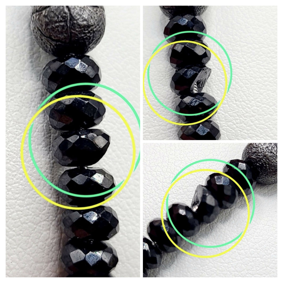 broken stone on David Yurman Memento Mori Skull Black Spinel Bracelet