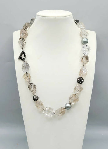 David Yurman Midnight Mélange Rutilated Quartz & Diamond Necklace | AYW Luxury