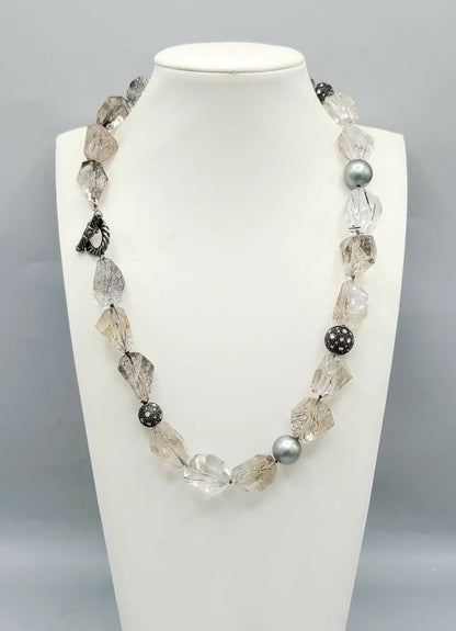 David Yurman Midnight Mélange Rutilated Quartz & Diamond Necklace | AYW Luxury