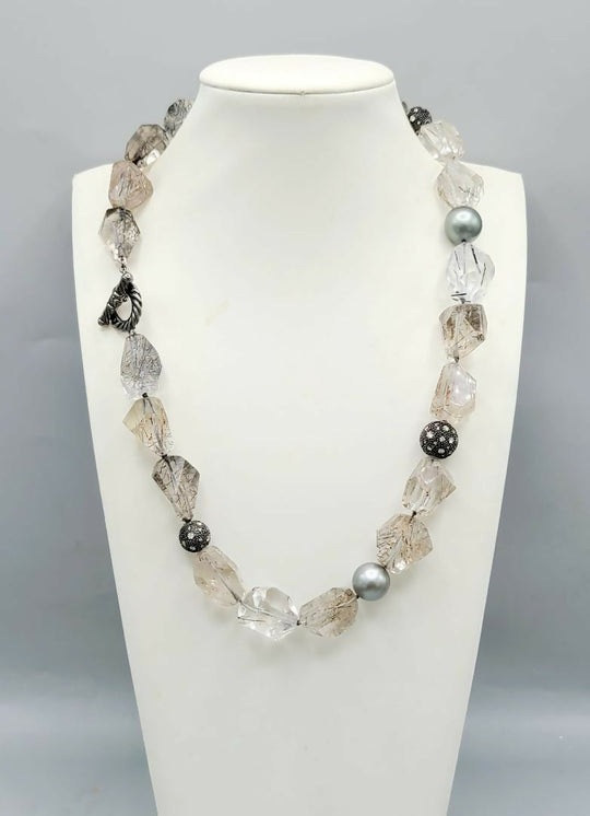 David Yurman Midnight Mélange Rutilated Quartz & Diamond Necklace | AYW Luxury