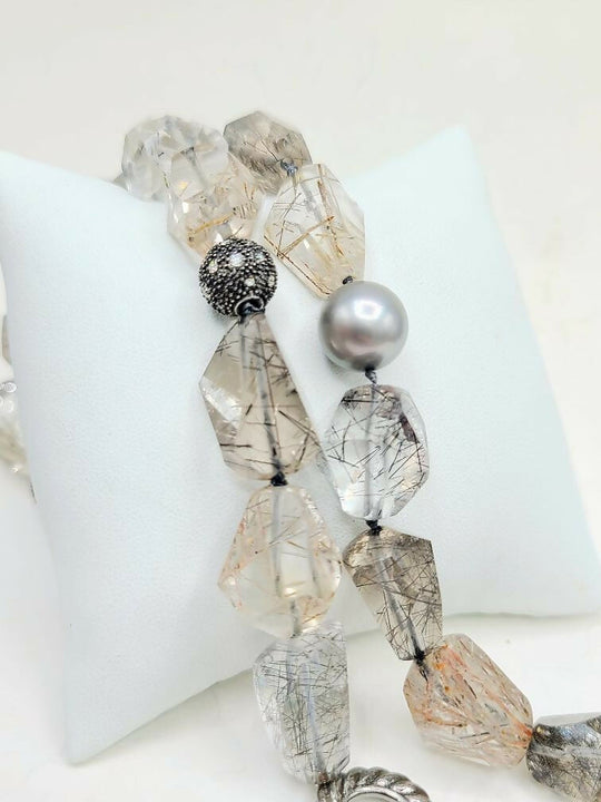 Necklace with large beads on a white background