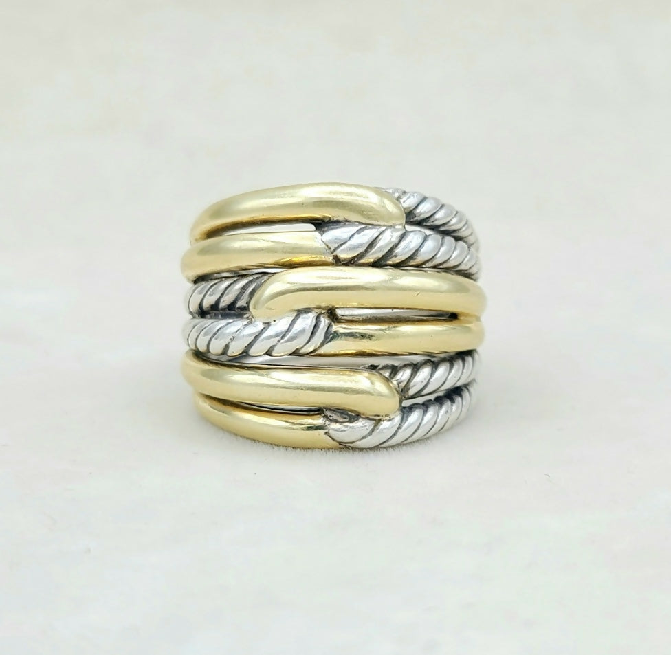 David Yurman Midnight Melange Ring With Diamonds and Gold