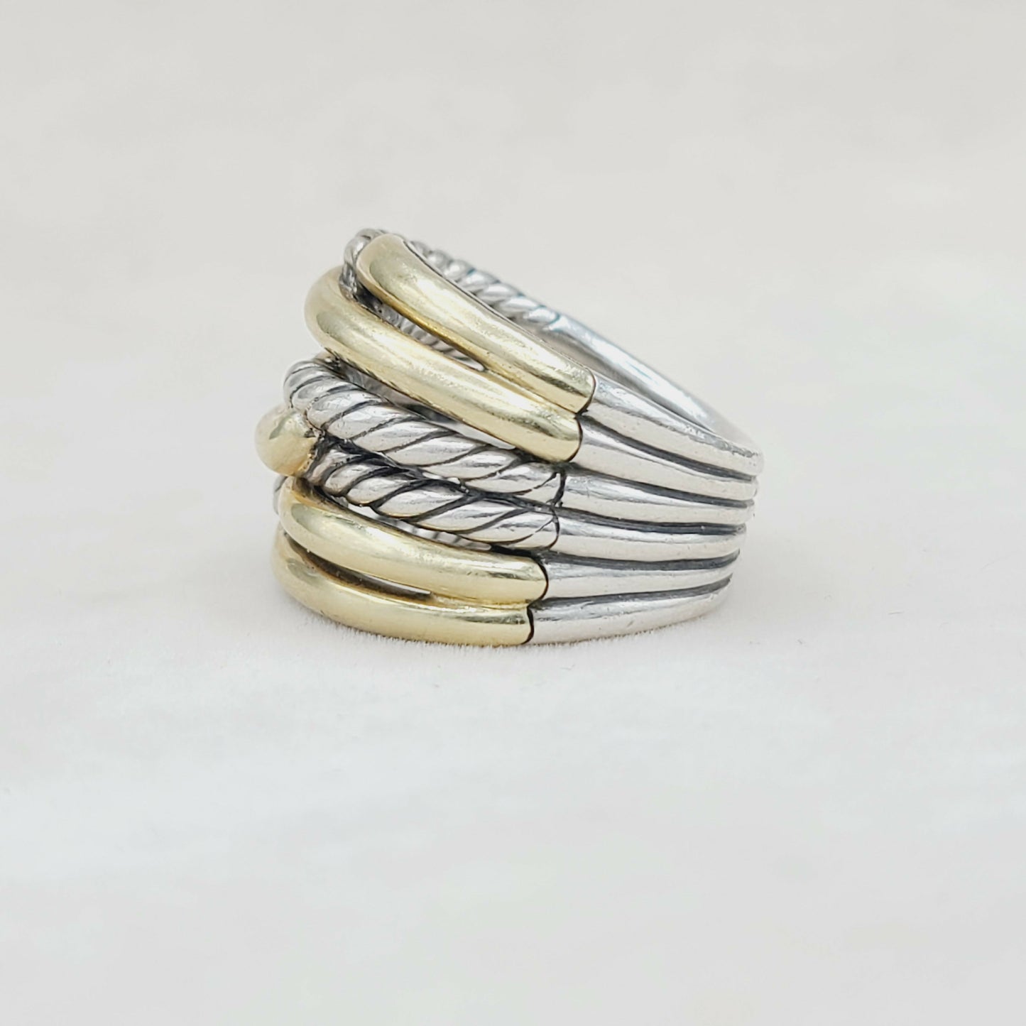 David Yurman Midnight Melange Ring With Diamonds and Gold