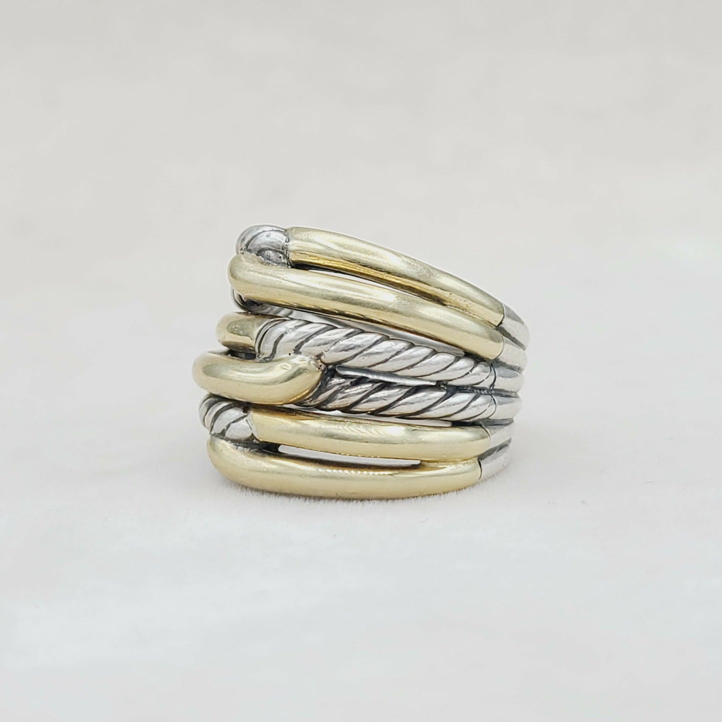 David Yurman Midnight Melange Ring With Diamonds and Gold