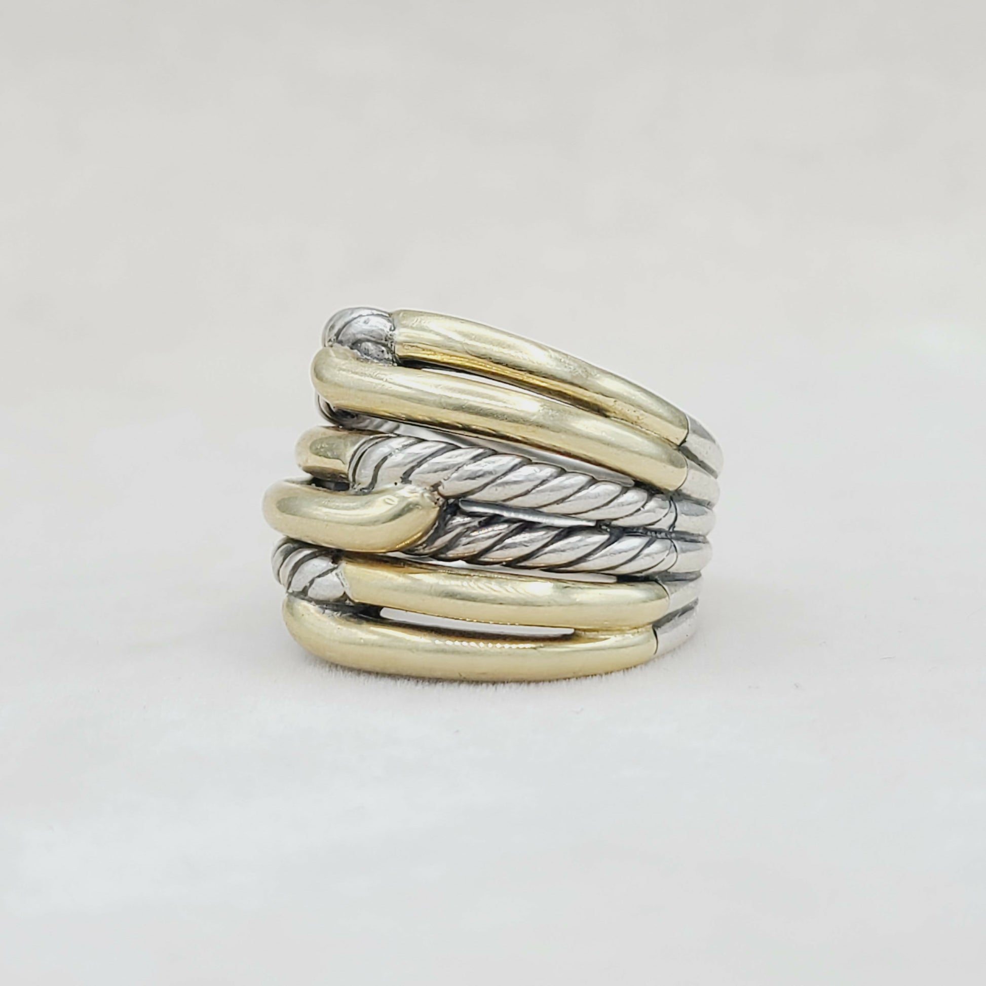 David Yurman Midnight Melange Ring With Diamonds and Gold