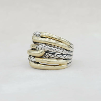 David Yurman Midnight Melange Ring With Diamonds and Gold