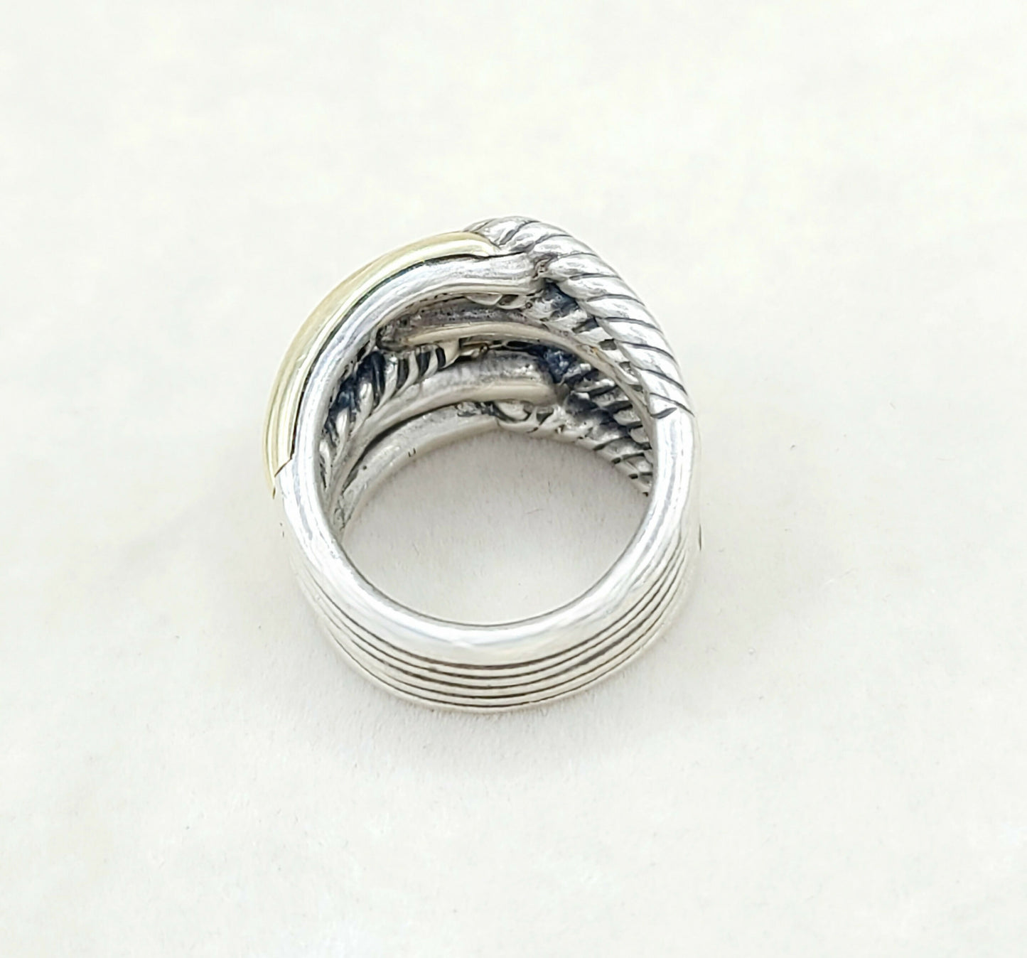 David Yurman Midnight Melange Ring With Diamonds and Gold