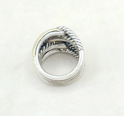 David Yurman Midnight Melange Ring With Diamonds and Gold