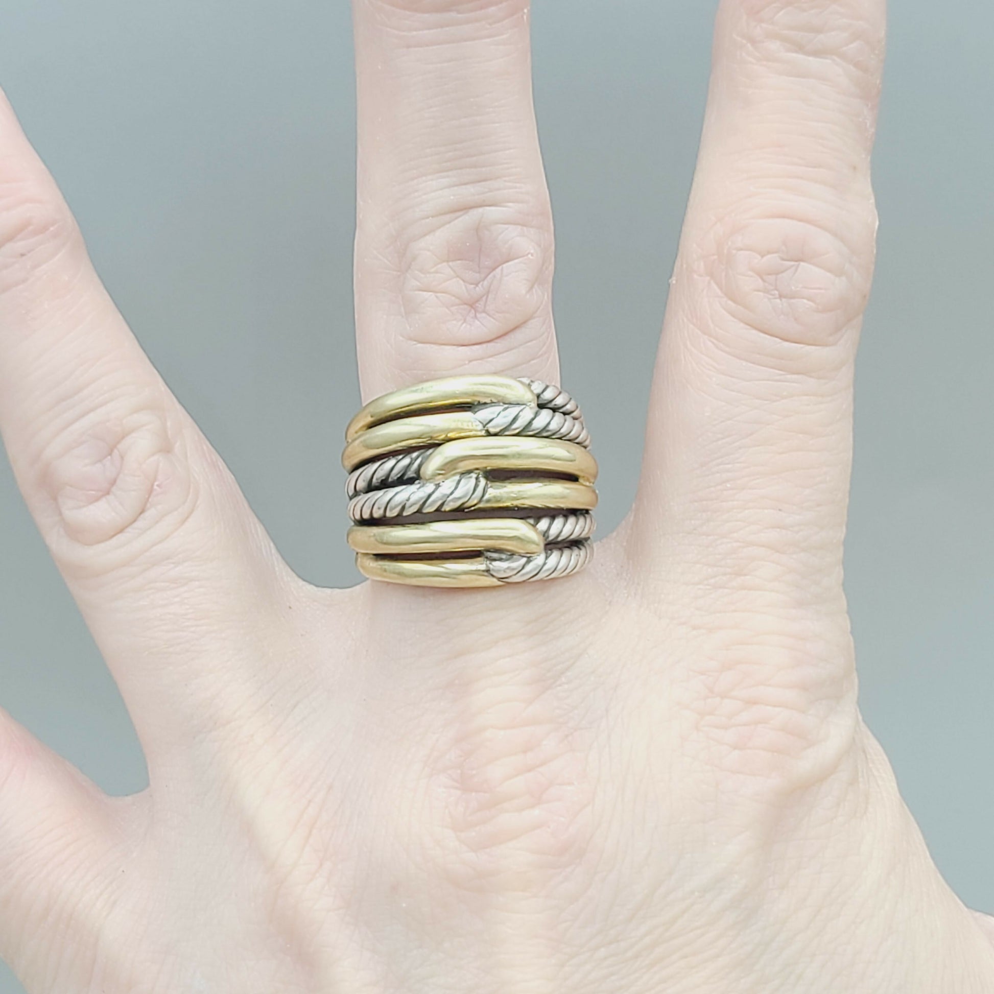 David Yurman Midnight Melange Ring With Diamonds and Gold
