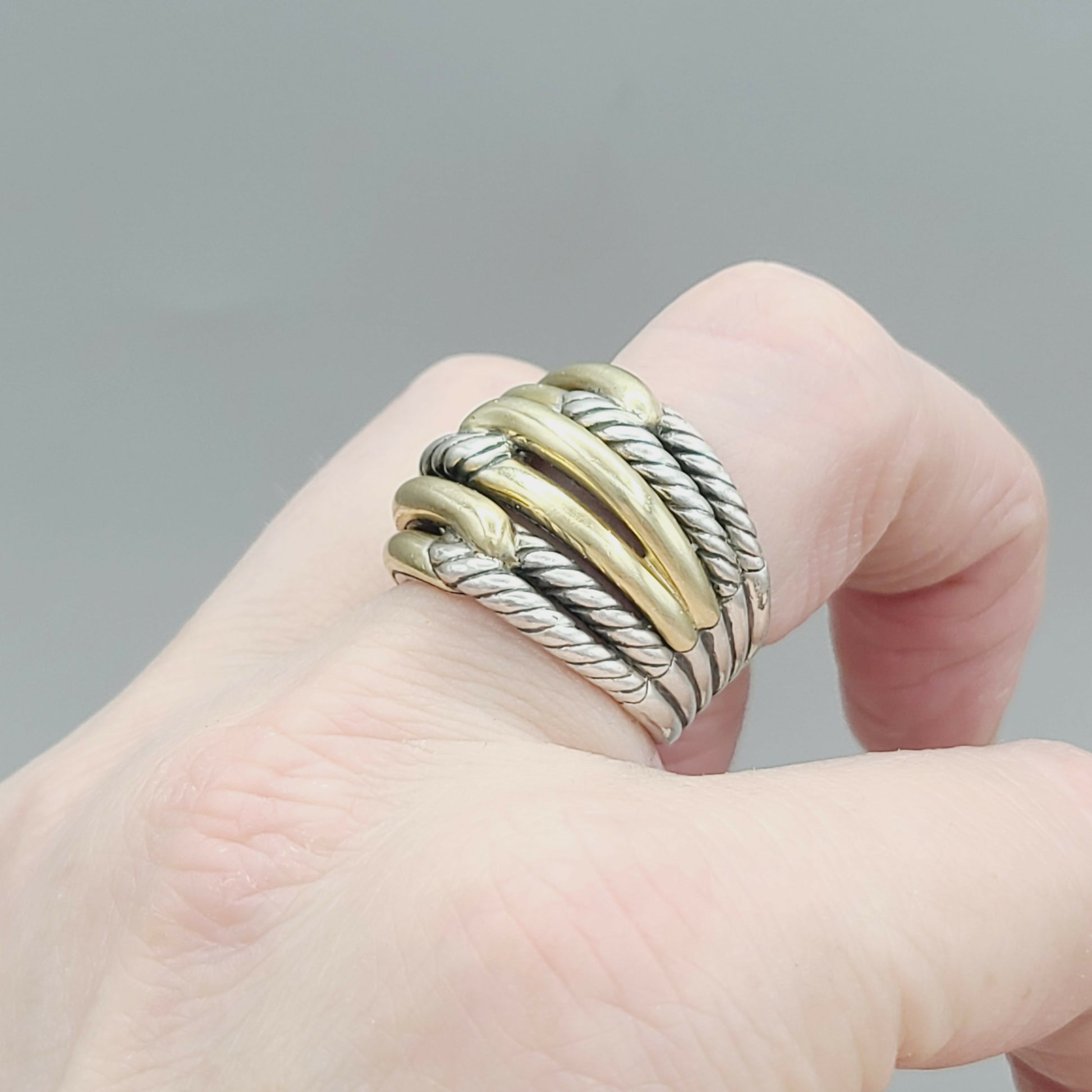 David Yurman Midnight Melange Ring With Diamonds and Gold