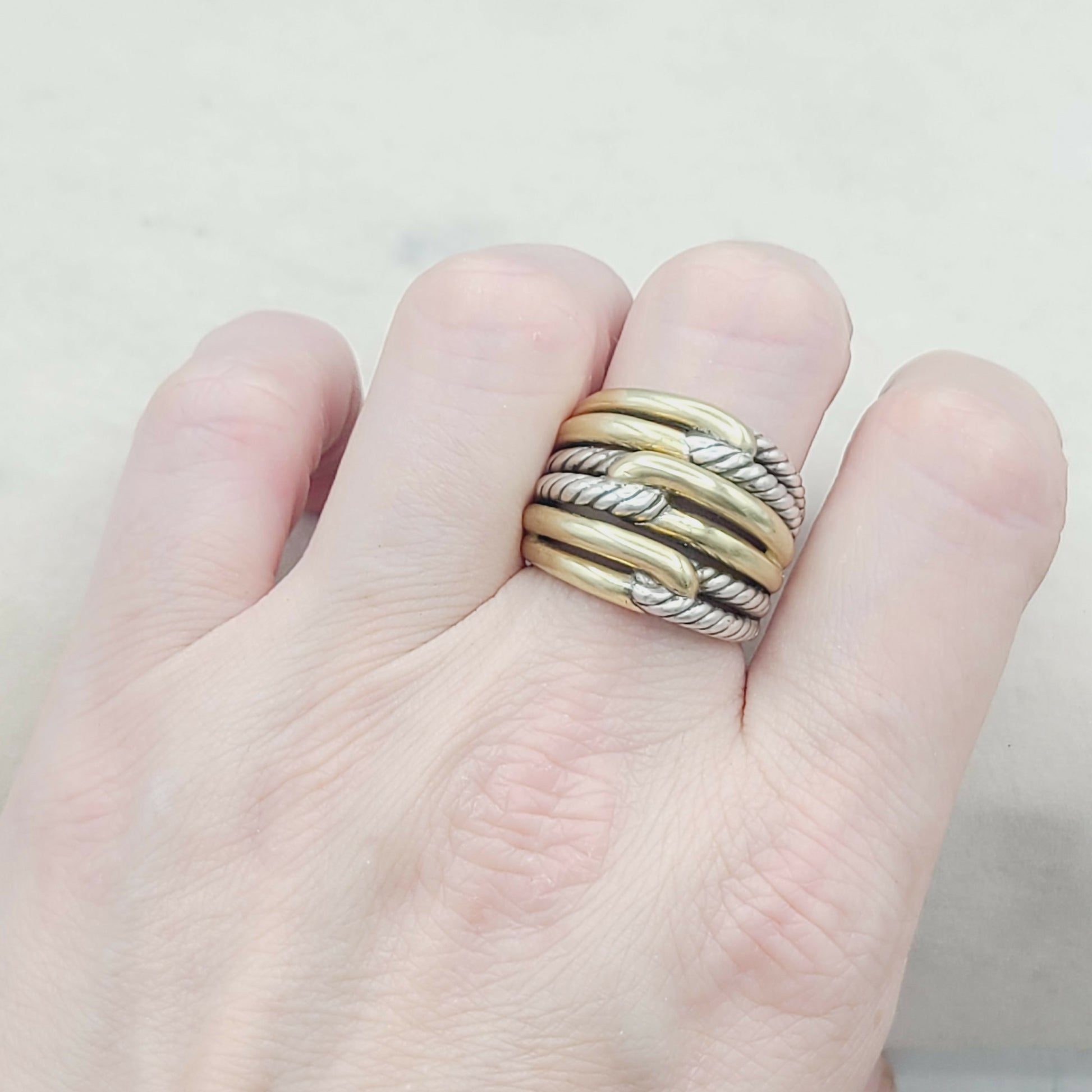 David Yurman Midnight Melange Ring With Diamonds and Gold