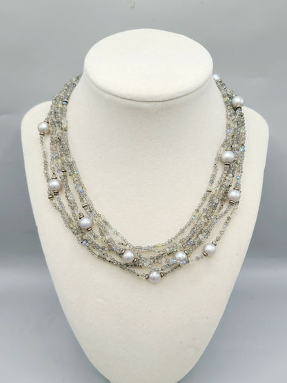 David Yurman Multi Strand Necklace With Labradorite And Gray Pearls