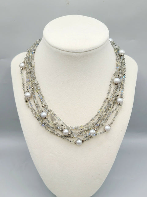 David Yurman Multi Strand Necklace With Labradorite And Gray Pearls
