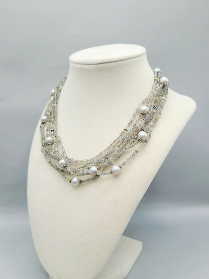 David Yurman Multi Strand Necklace With Labradorite And Gray Pearls