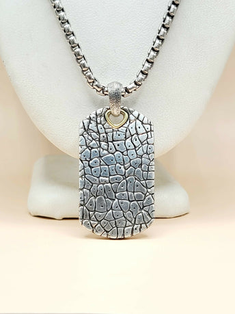 David Yurman Naturals Rhino Tag Pendant Necklace Sterling Silver 18K Gold 24"