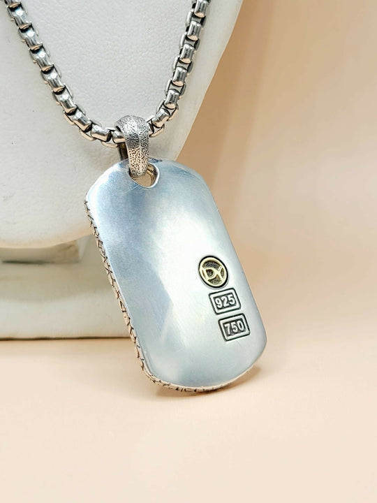 hallmark of David Yurman Naturals Rhino Tag Pendant Necklace Sterling Silver 18K Gold 24"