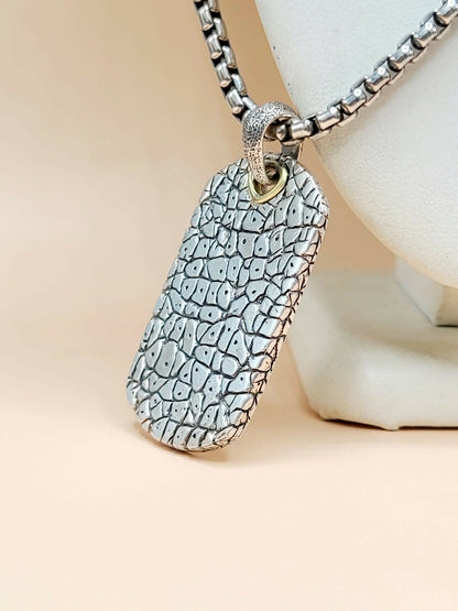 David Yurman Naturals Rhino Tag Pendant Necklace Sterling Silver 18K Gold 24"