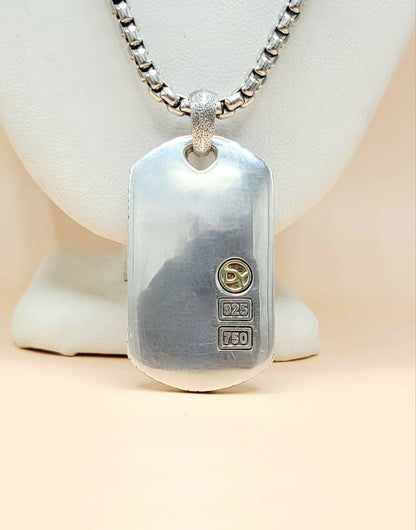 hallmak of David Yurman Naturals Rhino Tag Pendant Necklace Sterling Silver 18K Gold 24"